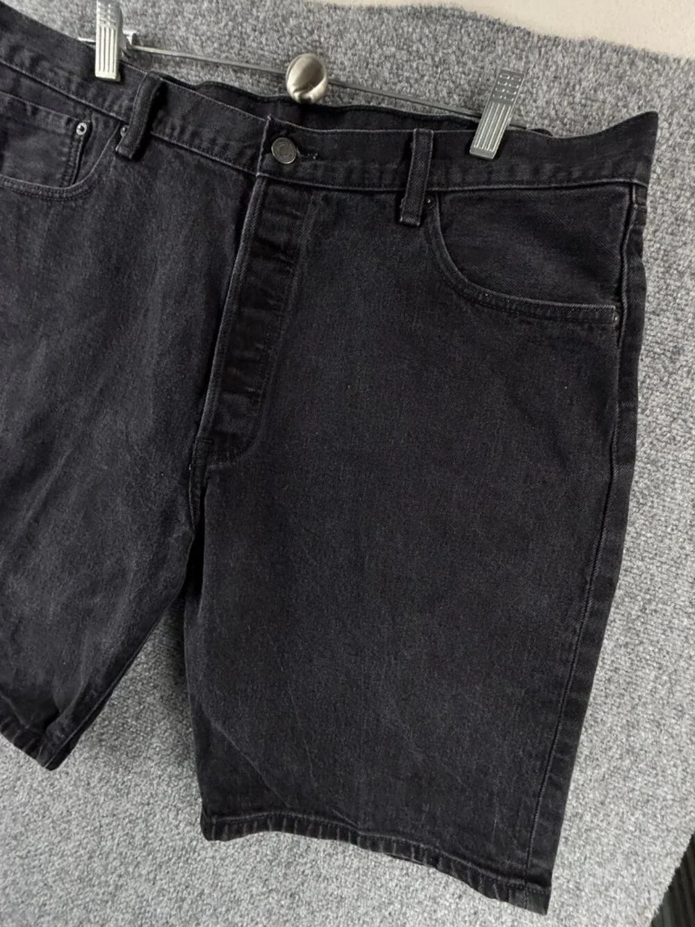 Levis 501 Jorts Jean Shorts Black Charcoal Wash Size 40 Cotton Blend Button Fly